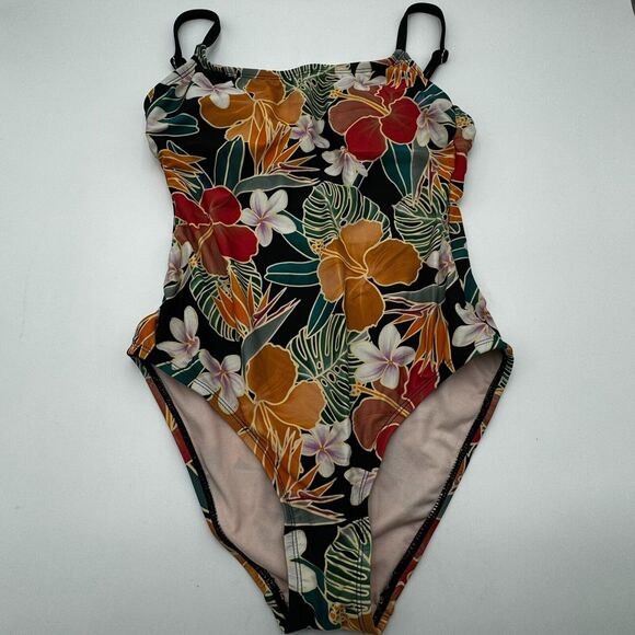 HURLEY | Women's Small One Piece Swimsuit Tropical Floral Strappy Back UPF 50+ - Picture 2 of 10